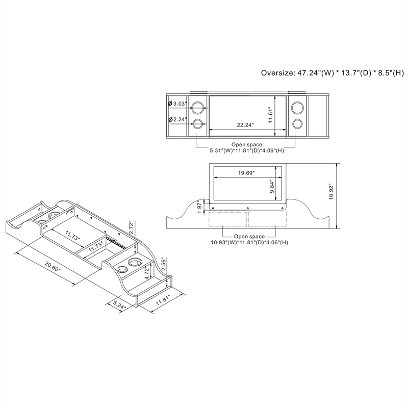 Bowery Hill Wood Wall Mounted Makeup Vanity in Coastal White