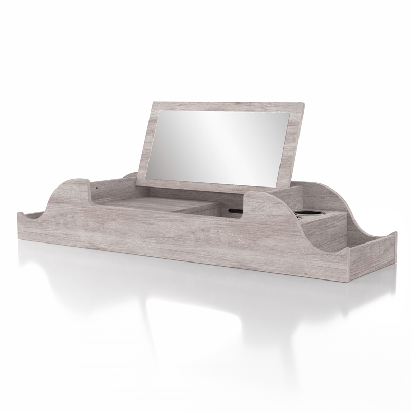 Bowery Hill Wood Wall Mounted Makeup Vanity in Coastal White