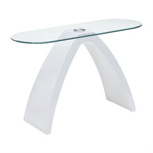 Bowery Hill Contemporary Glass Top Sofa Table in White