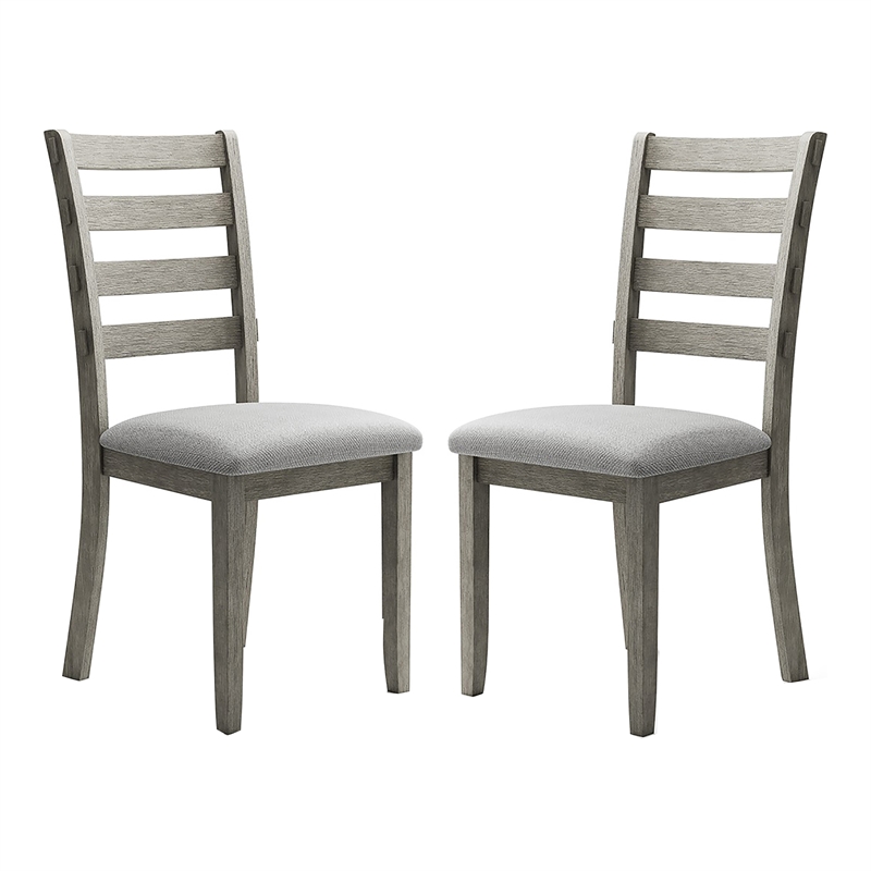 Bowery Hill Modern Wood Padded Side Chairs in Gray (Set of 2)