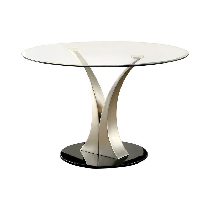 Bowery Hill 5-Piece Stainless Steel Oval Dining Set in Silver