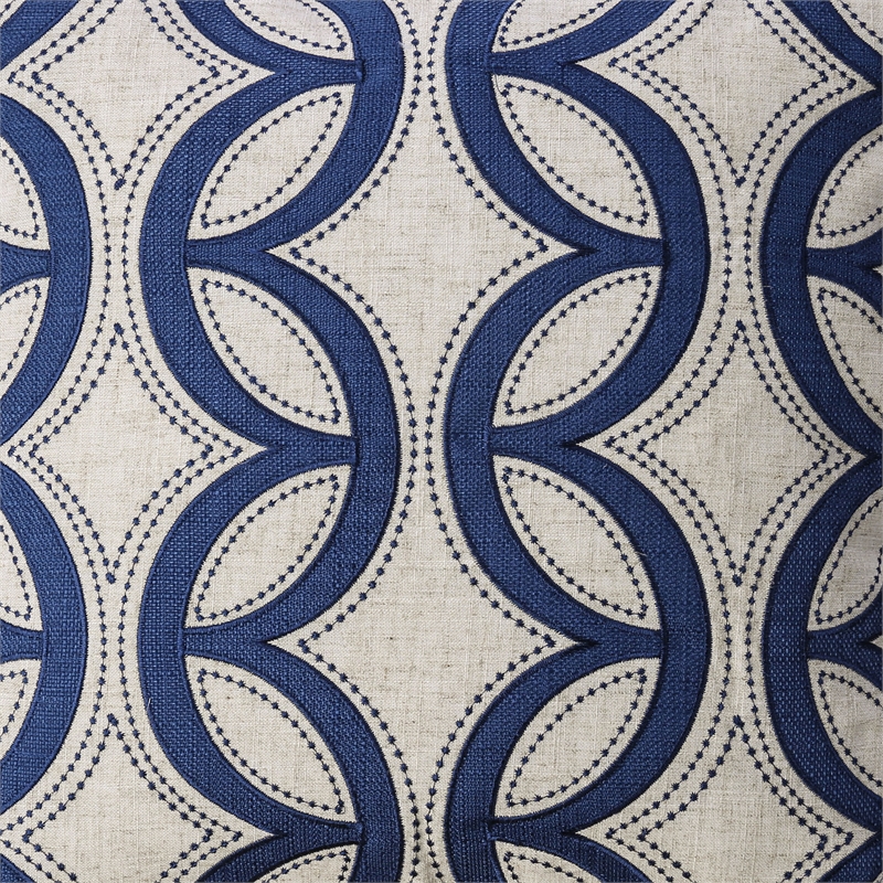 Bowery Hill Fabric Natural and Indigo Throw Pillow (Set of 2)