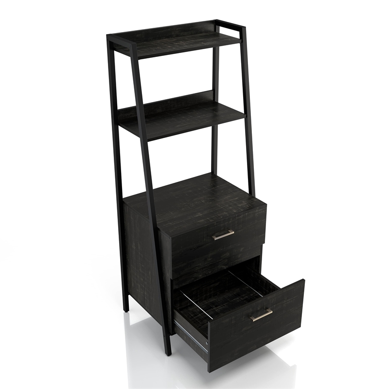 Bowery Hill Wood 1-Drawer File Cabinet in Reclaimed Black Oak