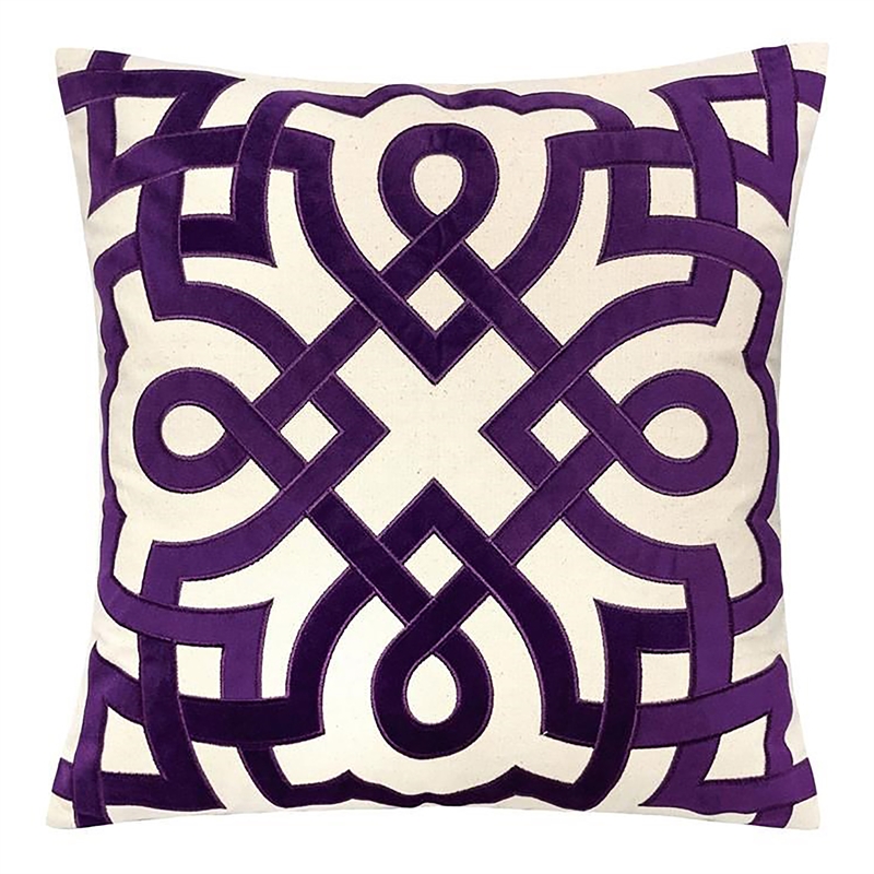 Bowery Hill Fabric Throw Pillows in Beige and Purple (Set of 2)