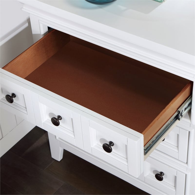 Bowery Hill Transitional Wood Nightstand with USB Port in White