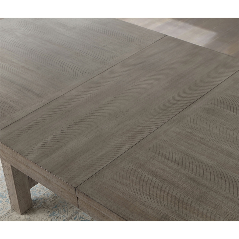 Bowery Hill Rustic Wood Trestle Expandable Dining Table in Gray