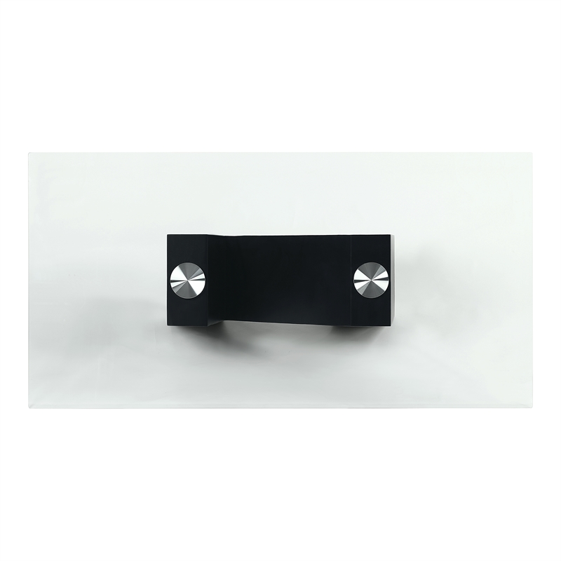 Bowery Hill Metal and Glass Top Rectangle Coffee Table in Black