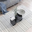 Bowery Hill Metal and Glass Top Rectangle Coffee Table in Black