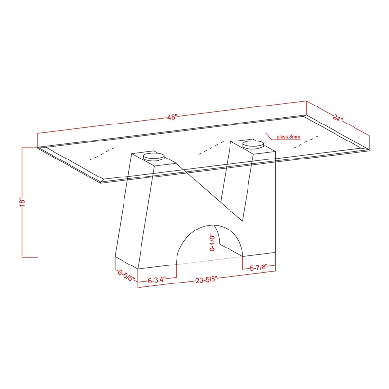 Bowery Hill Metal and Glass Top Rectangle Coffee Table in Black