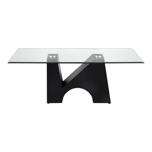 Bowery Hill Metal and Glass Top Rectangle Coffee Table in Black