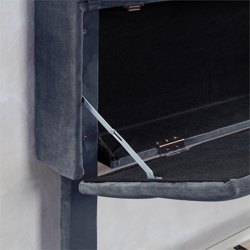 Bowery Hill Fabric Storage California King Bed with USB in Gray