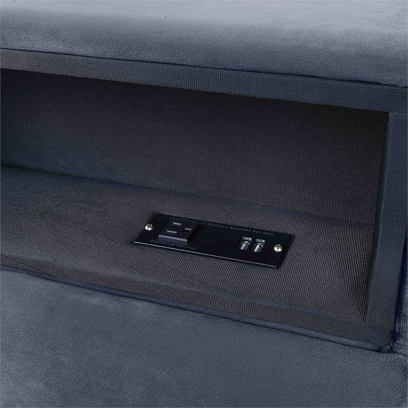 Bowery Hill Fabric Storage California King Bed with USB in Gray