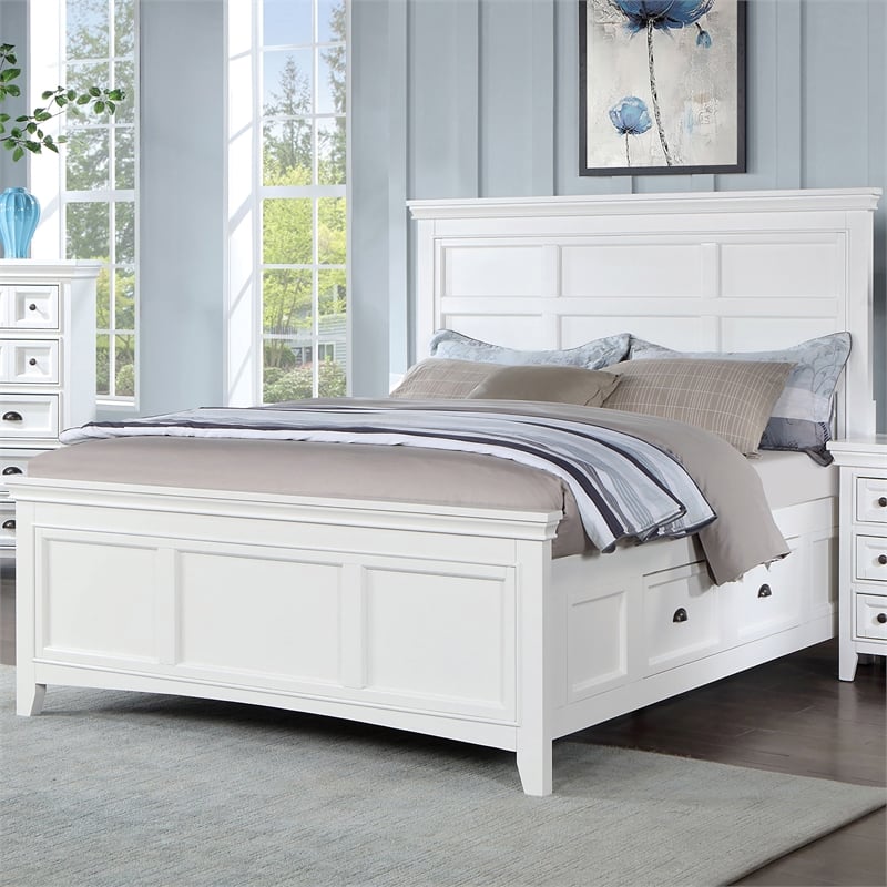 Bowery Hill Platform Wood 2-Drawer California King Bed in White