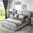 Bowery Hill Fabric Upholstered Platform Queen Bed in Light Gray