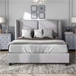 Bowery Hill Fabric Upholstered Platform Queen Bed in Light Gray