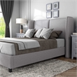 Bowery Hill Fabric Upholstered Platform Queen Bed in Light Gray