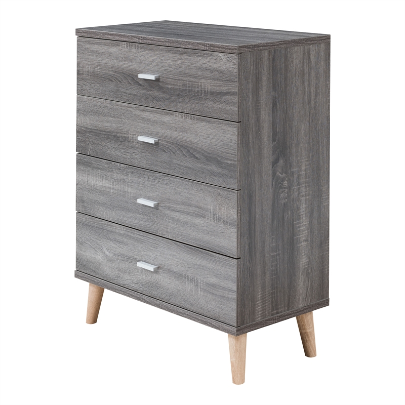 Bowery Hill Mid-Century Modern Wood 4-Drawer Chest in Dark Gray