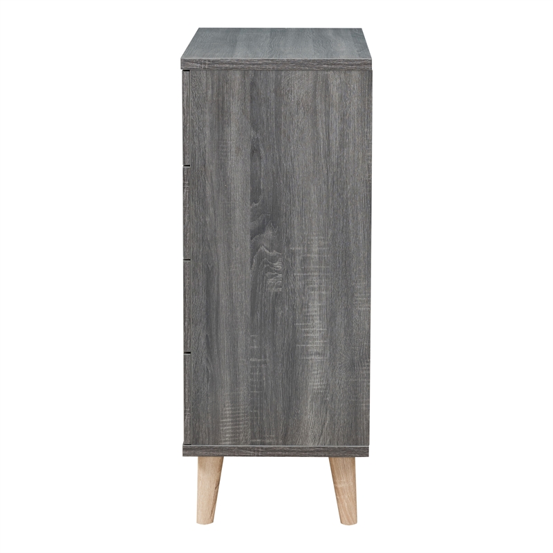 Bowery Hill Mid-Century Modern Wood 4-Drawer Chest in Dark Gray