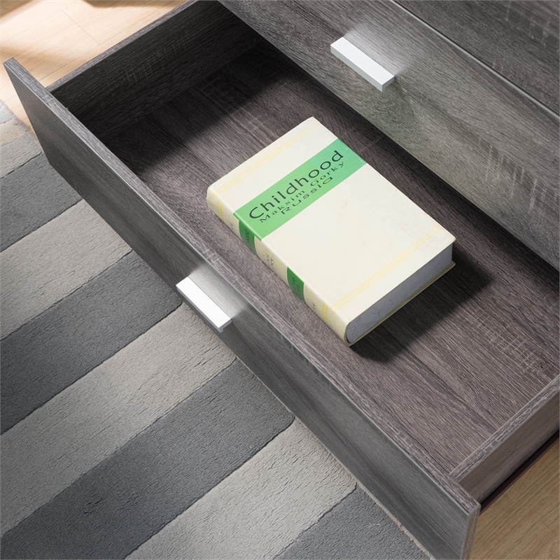 Bowery Hill Mid-Century Modern Wood 4-Drawer Chest in Dark Gray