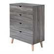 Bowery Hill Mid-Century Modern Wood 4-Drawer Chest in Dark Gray
