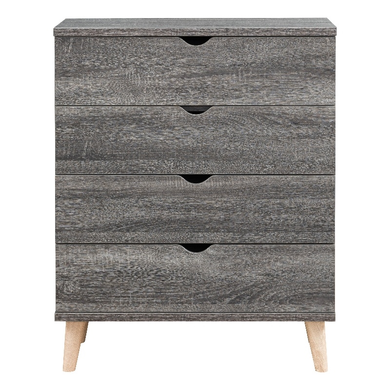 Bowery Hill Mid-Century Modern Wood 4-Drawer Chest in Dark Gray