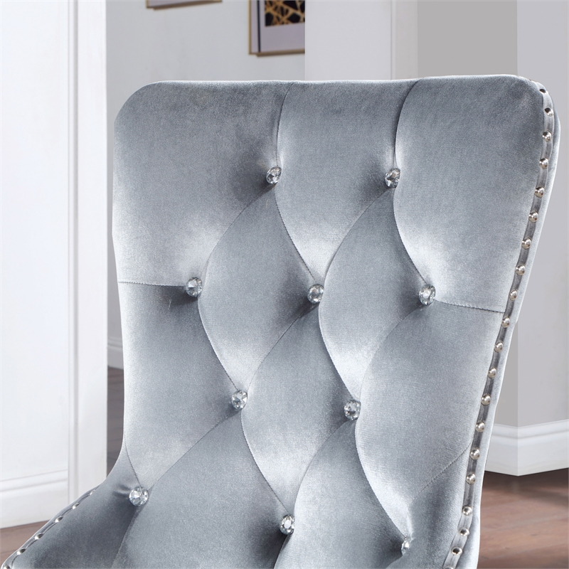 Bowery Hill Fabric 5-Piece Dining Set in Silver and Dark Gray