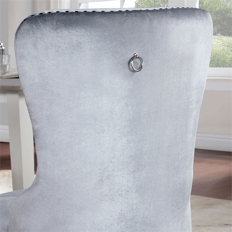 Bowery Hill Fabric 5-Piece Dining Set in Silver and Dark Gray