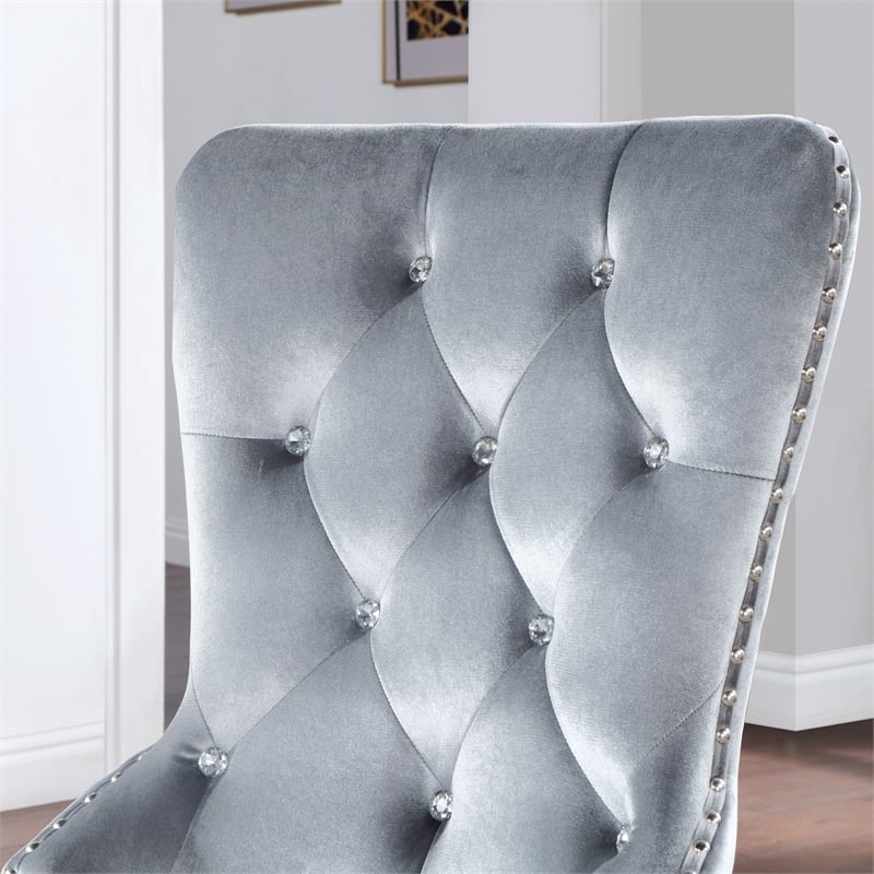 Bowery Hill Fabric 7-Piece Dining Set in Silver and Dark Gray