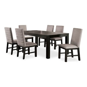 Bowery Hill Wood 7-Piece Dining Set in Antique Black and Gray