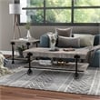 Bowery Hill Wood Natural 2-Piece Coffee Table Set with Wheels