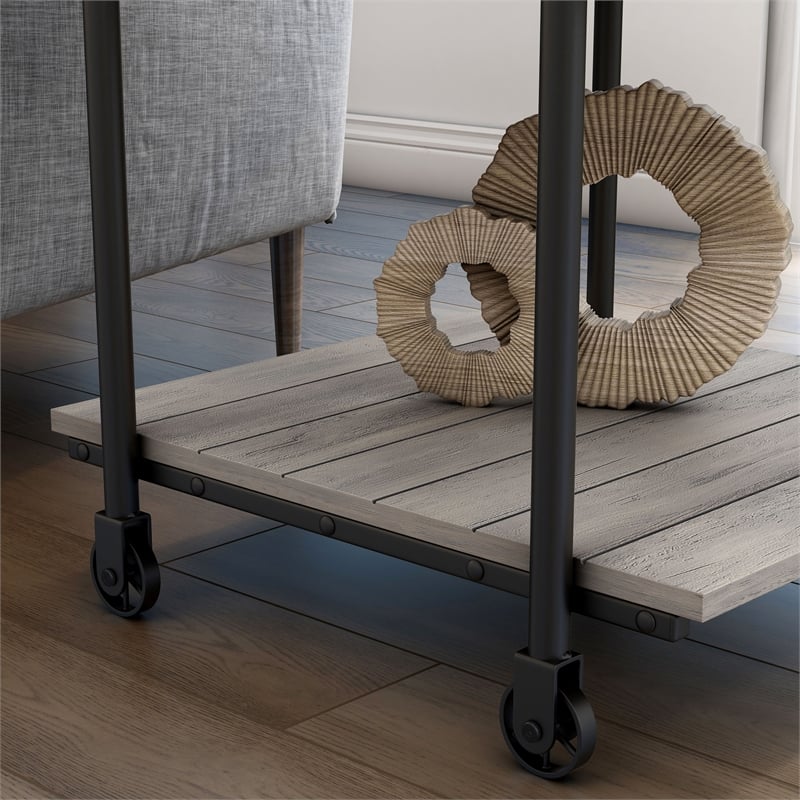 Bowery Hill Wood Natural 3-Piece Coffee Table Set with Wheels