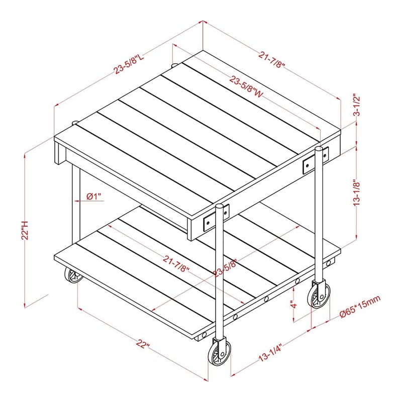 Bowery Hill Wood Natural 3-Piece Coffee Table Set with Wheels