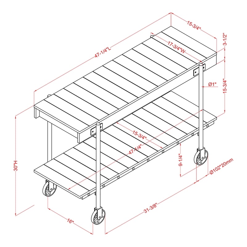 Bowery Hill Wood Natural 3-Piece Coffee Table Set with Wheels