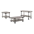 Bowery Hill Wood Natural 3-Piece Coffee Table Set with Wheels