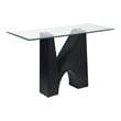 Bowery Hill Metal and Glass Top Rectangle Sofa Table in Black