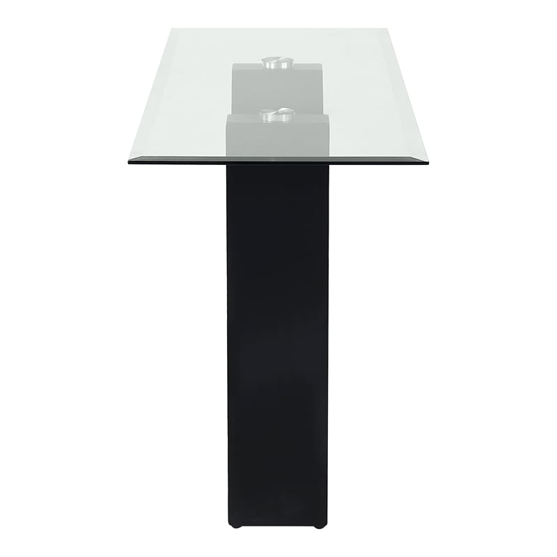 Bowery Hill Metal and Glass Top Rectangle Sofa Table in Black