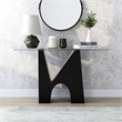 Bowery Hill Metal and Glass Top Rectangle Sofa Table in Black