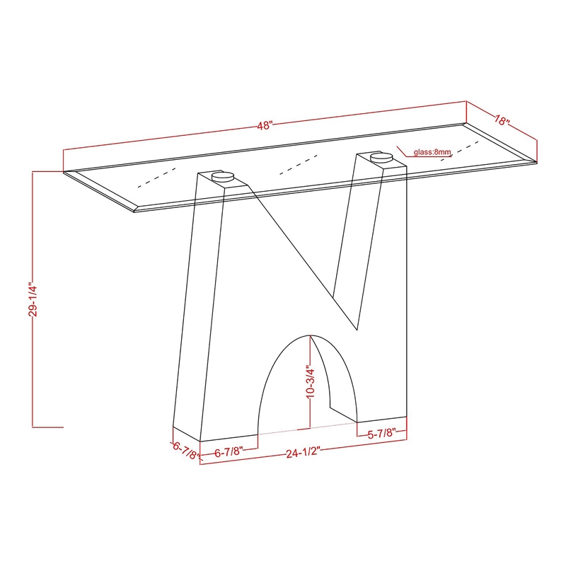 Bowery Hill Metal and Glass Top Rectangle Sofa Table in Black
