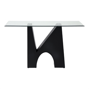 Bowery Hill Metal and Glass Top Rectangle Sofa Table in Black
