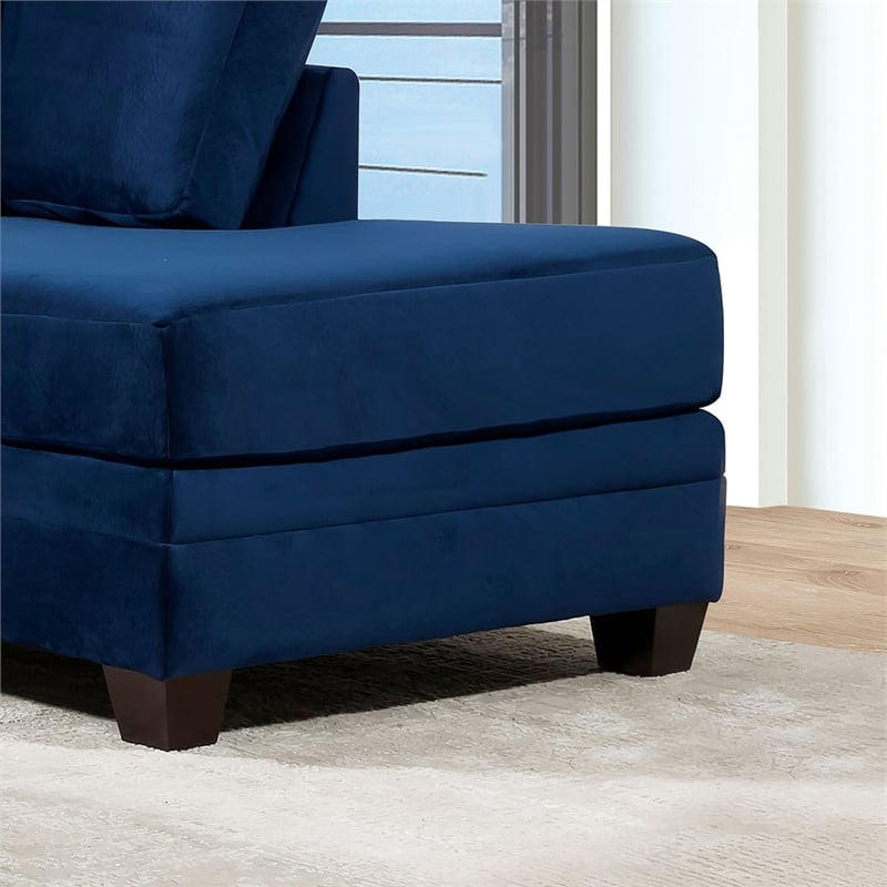 Bowery Hill Microfiber Upholstered L-Shaped Sectional in Navy