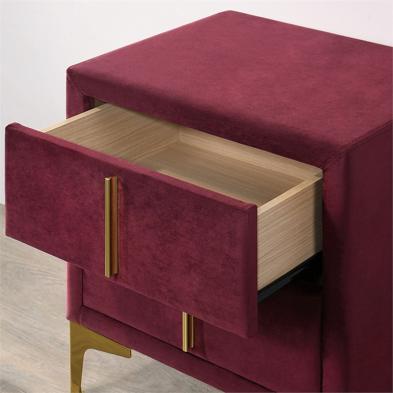 Bowery Hill 3pc Red Fabric Bedroom Set - King + 2 Nightstands