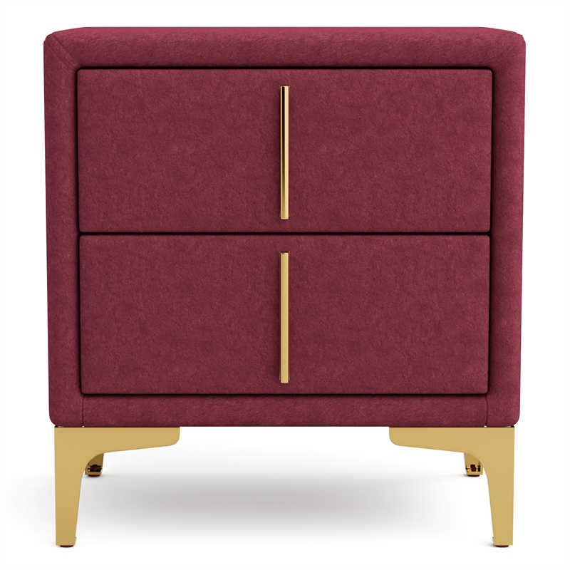 Bowery Hill 3pc Red Fabric Bedroom Set - King + 2 Nightstands