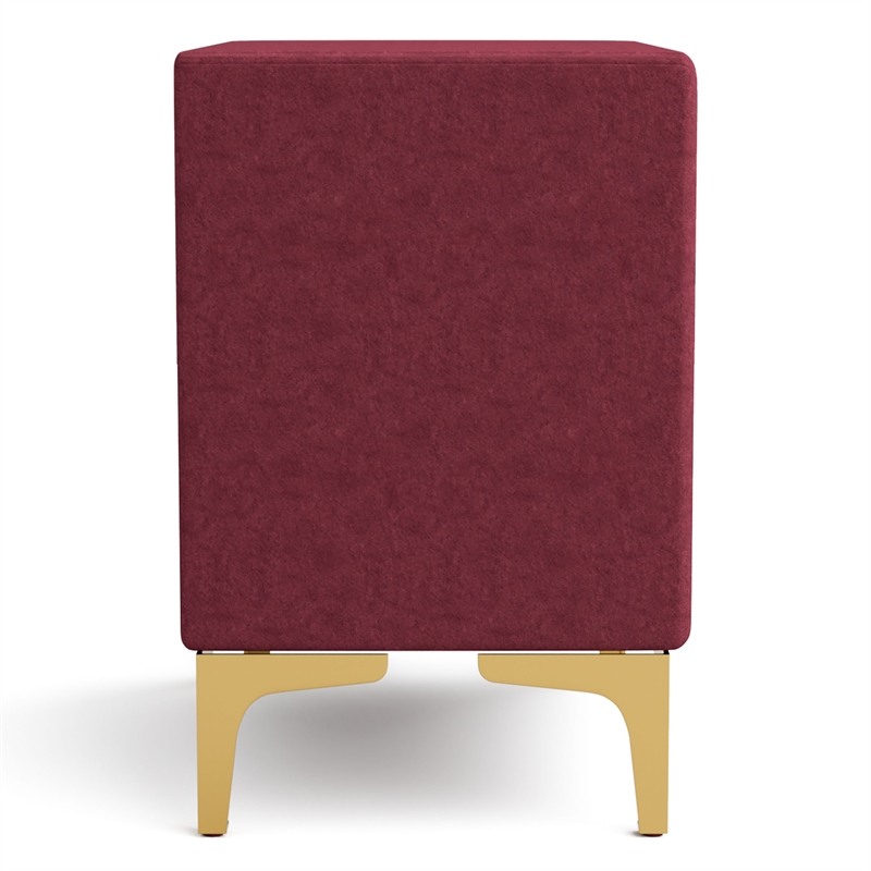 Bowery Hill 3pc Red Fabric Bedroom Set - King + 2 Nightstands