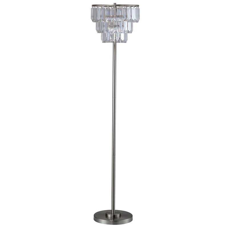Bowery Hill Contemporary Metal Floor Lamp in Light Silver Finish
