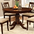 Bowery Hill Solid Wood Brown Cherry Dining Set Round Pedestal Table Circular Back Chairs 48