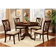 Bowery Hill Solid Wood Brown Cherry Dining Set Round Pedestal Table Circular Back Chairs 48