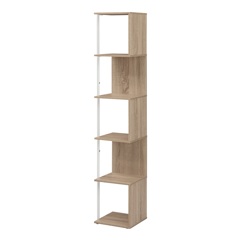 Bowery Hill Contemporary 5-Shelf Corner Bookshelf Bookcase in Natural