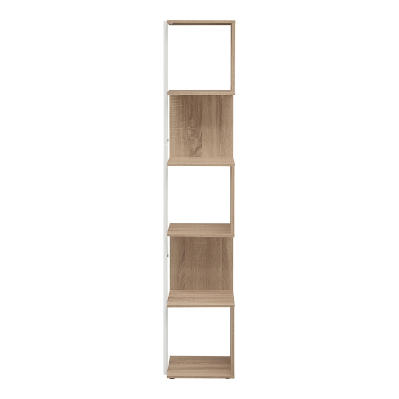 Bowery Hill Contemporary 5-Shelf Corner Bookshelf Bookcase in Natural