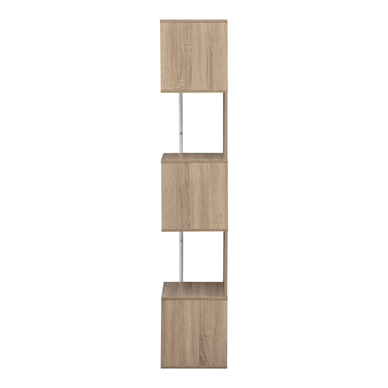 Bowery Hill Contemporary 5-Shelf Corner Bookshelf Bookcase in Natural