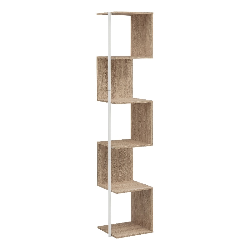 Bowery Hill Contemporary 5-Shelf Corner Bookshelf Bookcase in Natural